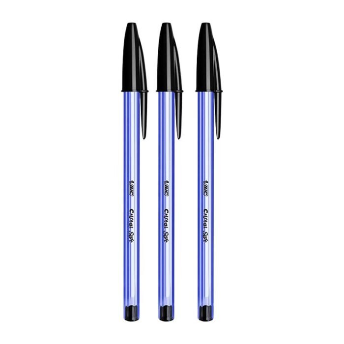 Bic Cristal Soft Pen - Black - 3 Pieces - Image 1