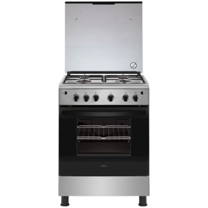 Zanussi Steelplus Gas Cooker - 4 Burners - 60cm - Thermocouple Safety - Stainless Steel & Inox - ZCG622A6XA - Image 1