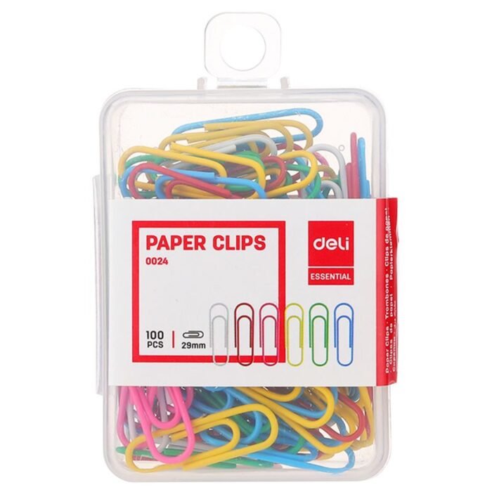 Deli Colored Paper Clips - 29mm - 100 Pieces - Image 1