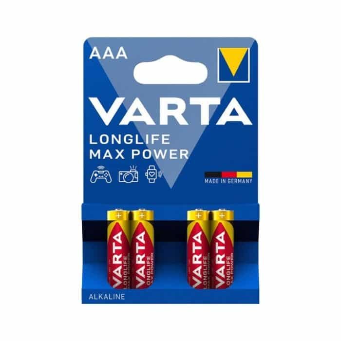 Varta Long Life Max Power AAA Alkaline Batteries - 4 Batteries - Image 1