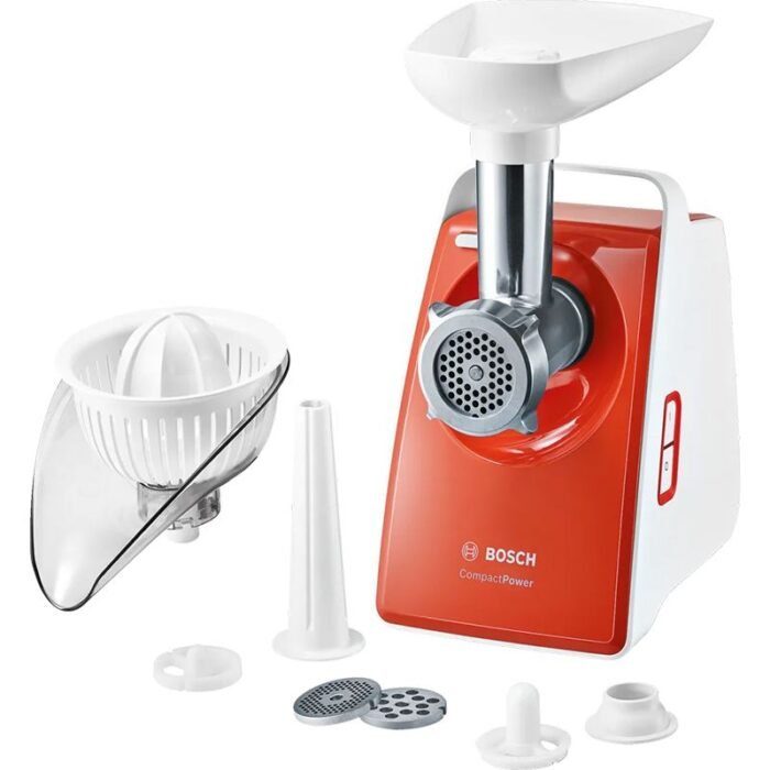 Bosch Electric Meat Mincer - 1600W - Sausage Horn - White x orange - MFW3630I - Image 1