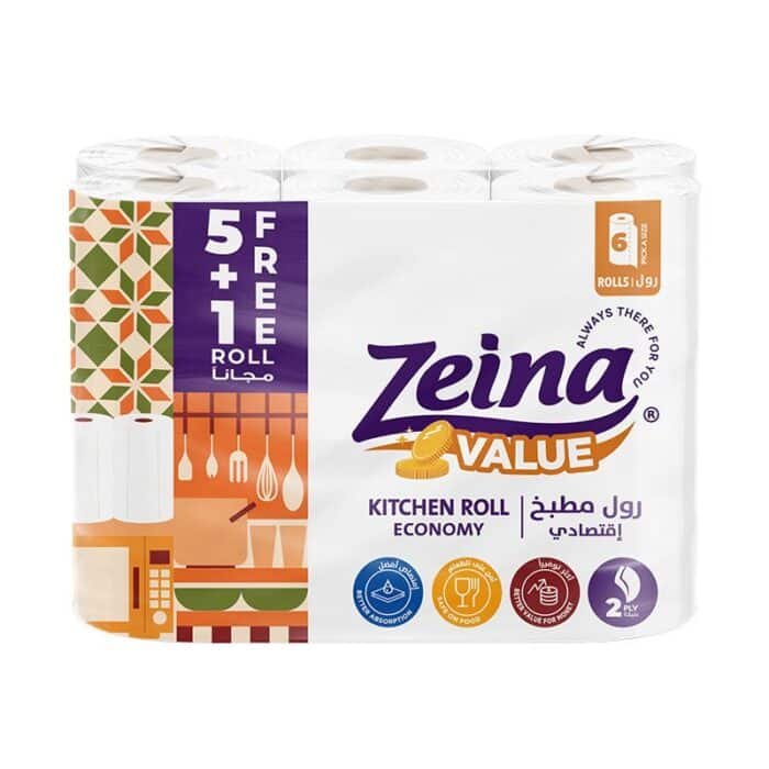 Zeina Classic Kitchen Tissue 2 ply - 6 Rolls - Image 1