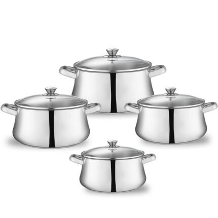 Zahran Pot Set With Glass Lids - 8 Pieces