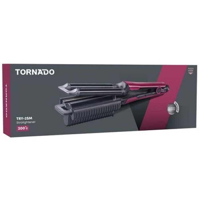 Tornado Curling Iron - Ceramic Plates - 2 Side Waves - Maroon - TRY-2SM - Image 1