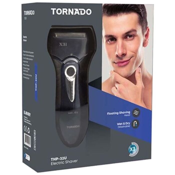 Tornado Electric Shaver - 3 Blades - Wet & Dry - Dark Blue - THP-32U - Image 1