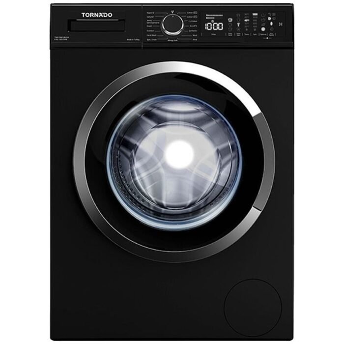 Tornado Automatic Front Load Washing Machine - 8K - 1200RPM - Drain Pump - Black - TWV-FN812BKOA - Image 1