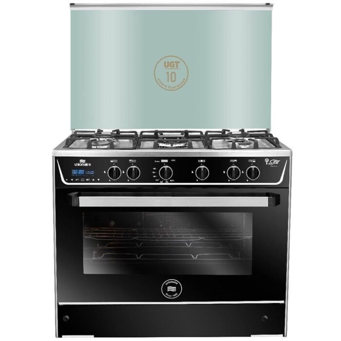 Unionaire i-Steel Cooker - 5 Burners - 90cm - Oven Fan - Black - C69SSGC511ICSFTP2WAL - Image 1