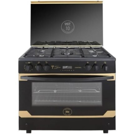 Unionaire T Signature Cooker - 5 Burners - 90cm - Black & Gold - Oven Fan - C69EB-GC-511-CSF-2W-TSBG-AL