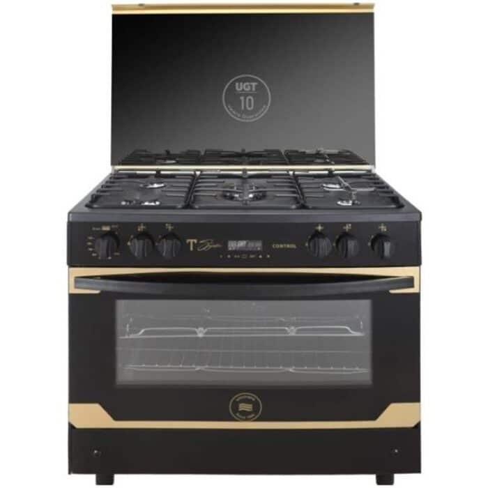 Unionaire T Signature Cooker - 5 Burners - 90cm - Black & Gold - Oven Fan - C69EB-GC-511-CSF-2W-TSBG-AL - Image 1