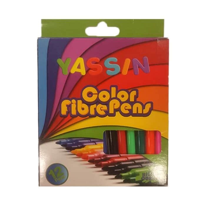 Yassin Color Fiber Pens - 12 Colors - Image 1
