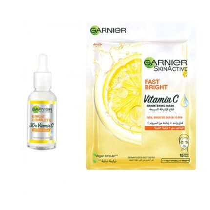 Garnier SkinActive Vitamin C Face Serum 30ml + Garnier SkinActive Fast Bright Vitamin C Tissue Mask