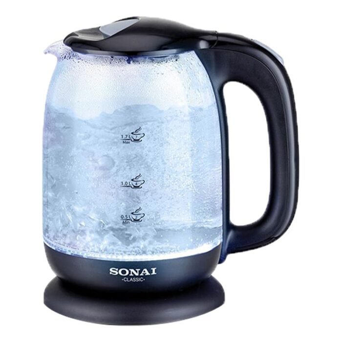 Sonai Classic Glass Kettle - 1.7L - 2200W - Auto Shut Off - Black - MAR-3752 - Image 1