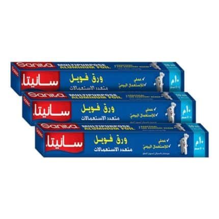 رقائق ألومنيوم سانيتا متعددة الأغراض - 10 م × 40 سم - 3 قطع