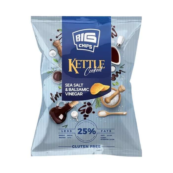Big Chips Sea Salt & Balsamic Vinegar Potato Chips - 80-90g - Image 1