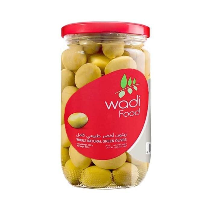 Wadi Food Whole Green Olives - 650g - Image 1