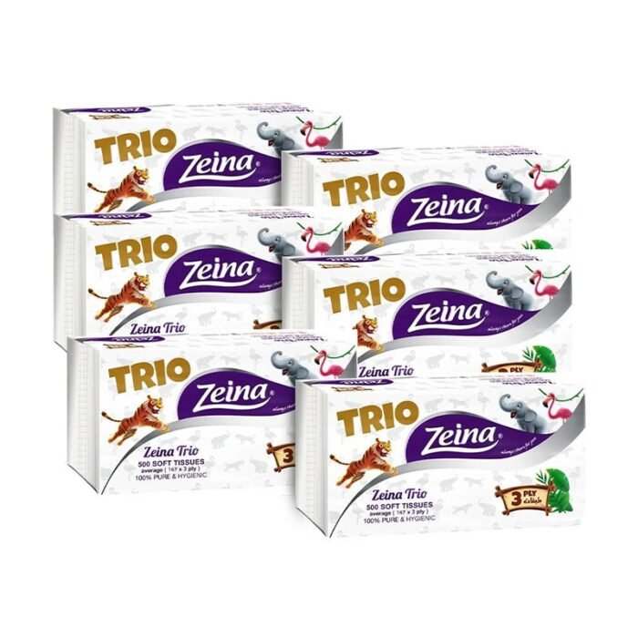 Zeina Trio Facial Tissues - 500 Tissues X 6 Pieces - Image 1