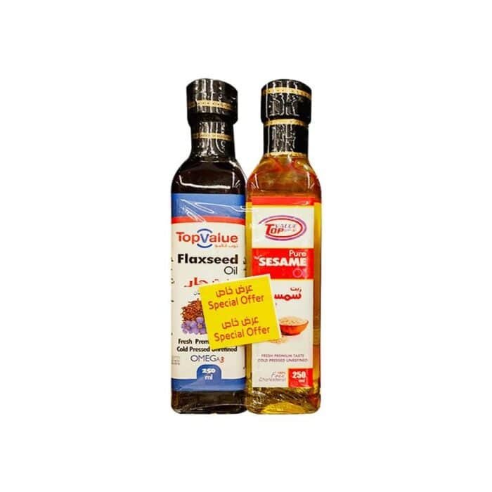 Top Value Flaxseed Oil - 250ml + Top Value Sesame Oil - 250ml - Image 1