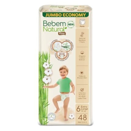 Bebem Natural Pants Diapers - +15Kg - Size 6 Extra Large - 48 Pieces