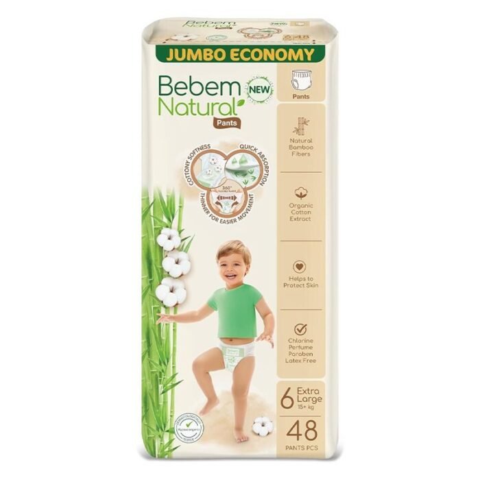Bebem Natural Pants Diapers - +15Kg - Size 6 Extra Large - 48 Pieces - Image 1