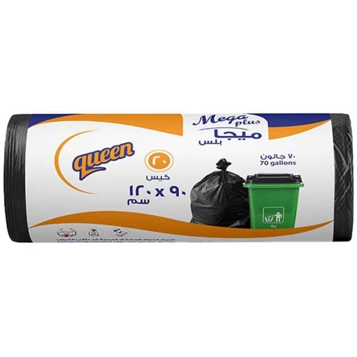 Queen Mega Plus Black Garbage Bags Roll - 90 x 120cm - 20 Bags - Image 1