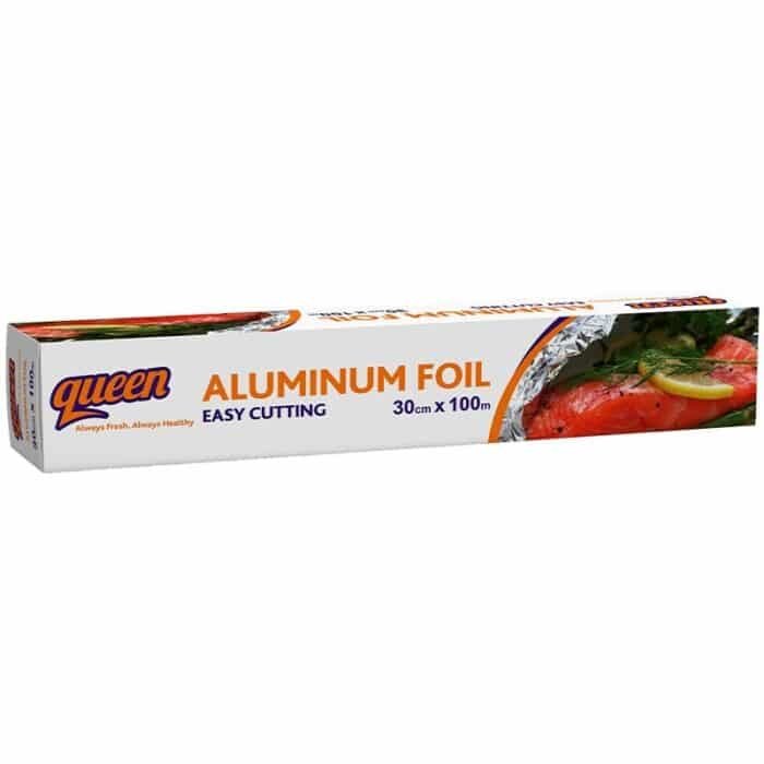 Queen Aluminum Foil Roll - 30cm x 100m - Image 1