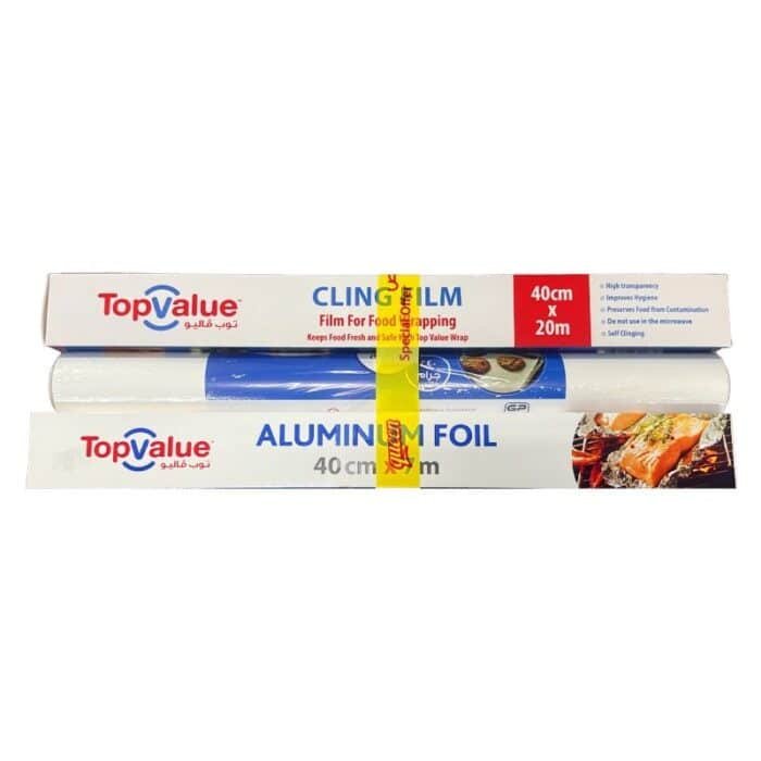 Top Value Cling Film Roll - 20m x 40cm + Top Value Aluminum Foil Roll - 7m x 40cm + Top Value Food Paper Roll - 240g x 40cm - Image 1