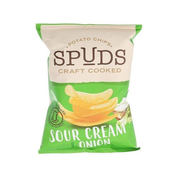 Spuds Sour Cream & Onion Potato Chips 77- 67g - Image 1