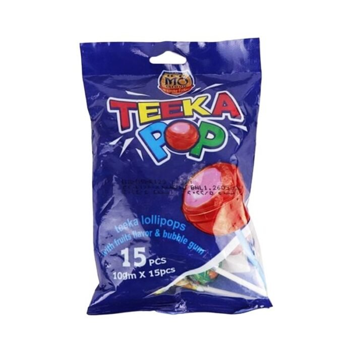 Teeka Fruits & Bubble Gum Lollipops -10g x 15 Pieces - Image 1