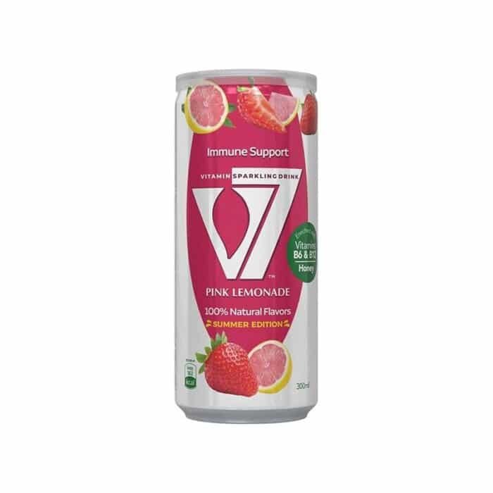 V7 Pink Lemonade Soda Drink - 300ml - Image 1