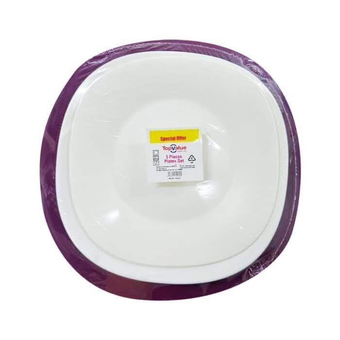 Top Value Heavy Duty Plastic Plates - Different Sizes - 3 Pieces - Image 1