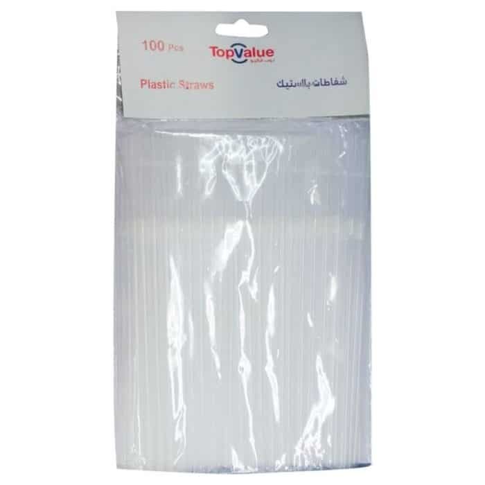 Top Value Plastic Straws - 100 Pieces - Image 1