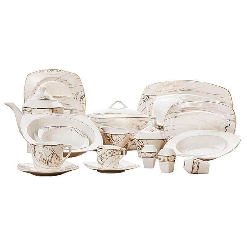 Lotus Ozil Porcelain Dinnerware Set - 8021 - Design No. 1 - 62 Pieces Lotus Ozil Porcelain Dinnerware Set - 8021 - Design No. 1 - 62 Pieces - Image 1