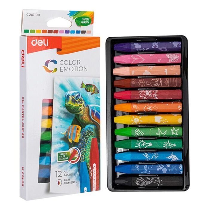 Deli Oil Pastel Crayons - 12 Colors - EC20100 - Image 1