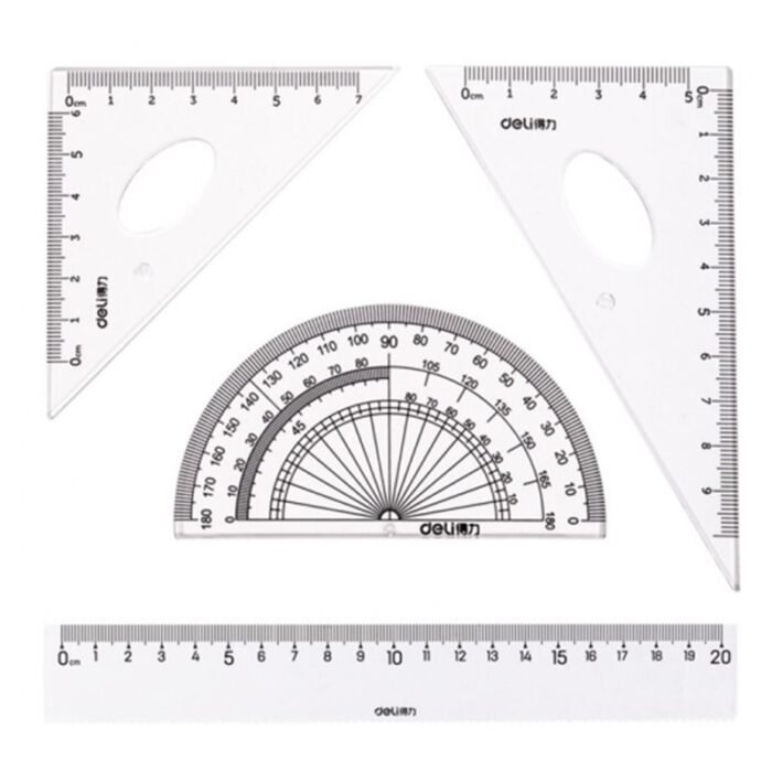 Deli Geometry Ruler Set - 4 Pieces - 20cm -79530 - Image 1