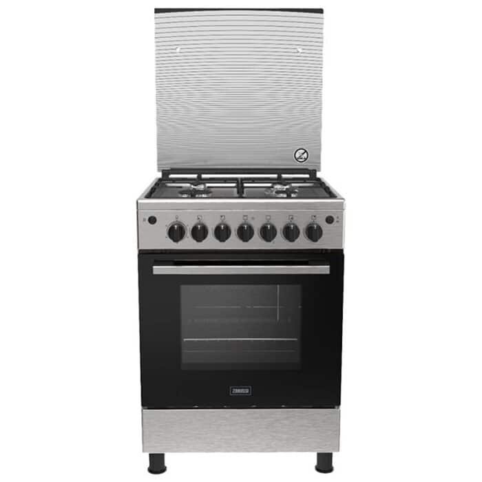 Zanussi Steelplus Cooker - 4 Burners - 60cm - Adjustable Height - Stainless Steel & Inox sides - ZCG622A6XB - Image 1