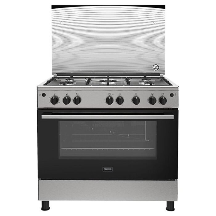 Zanussi Steelplus Cooker - 5 Burners - 90cm - Adjustable Height - Stainless Steel & Inox Sides - ZCG922A6XB - Image 1