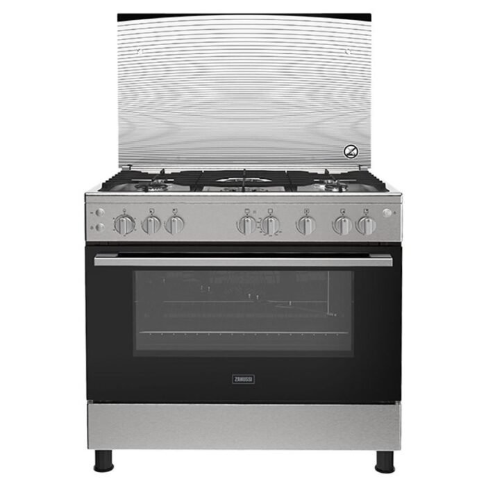 Zanussi Cool Cast Cooker - 5 Burners - 90cm - Cooling Fan - Inox - ZCG91236XB - Image 1