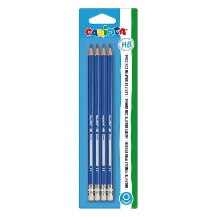 Carioca HB Pencil With Rubber - 4 Pencils - Image 1