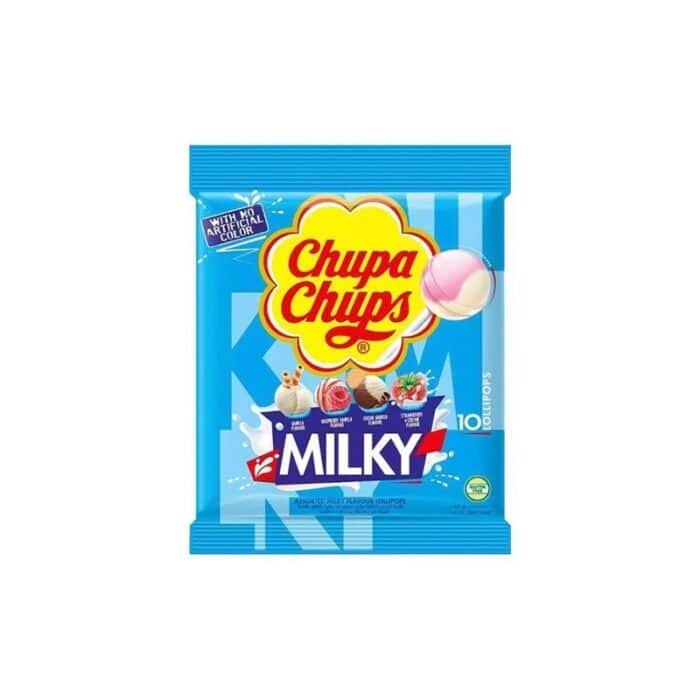 Chupa Chups Assorted Milky Flavors Lollipop -10 Pieces - Image 1