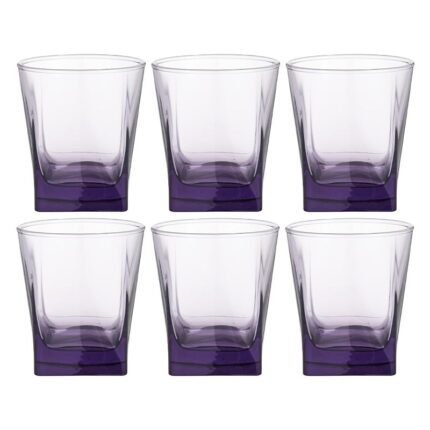 Pasabahce Carre Drinkware Set - 205 cc - Purple - 6 Pieces