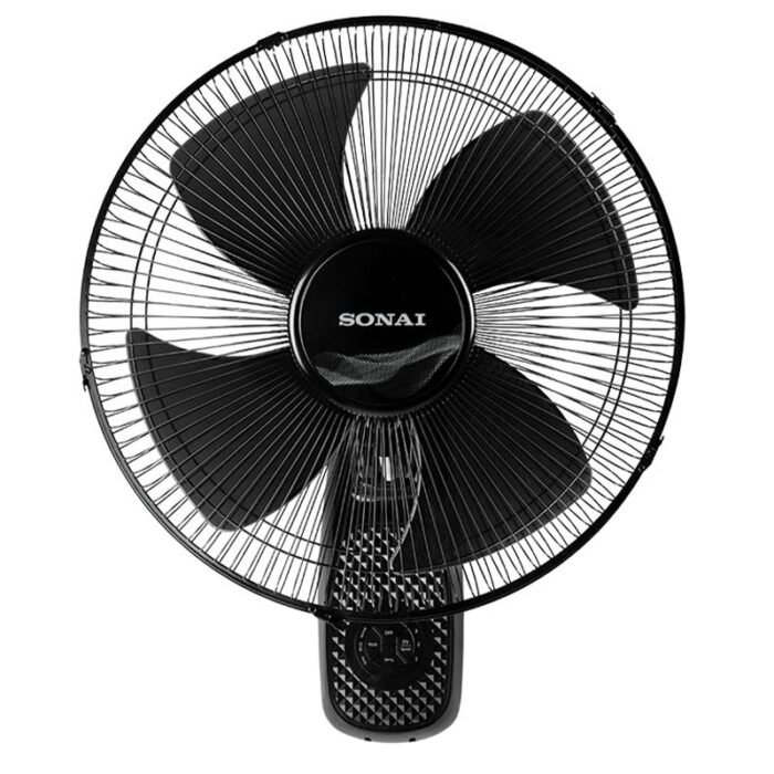 Sonai Wall Fan - 16 Inch - 60W - 3 Speed - With Remote control - Black - MAR-1622 - Image 1